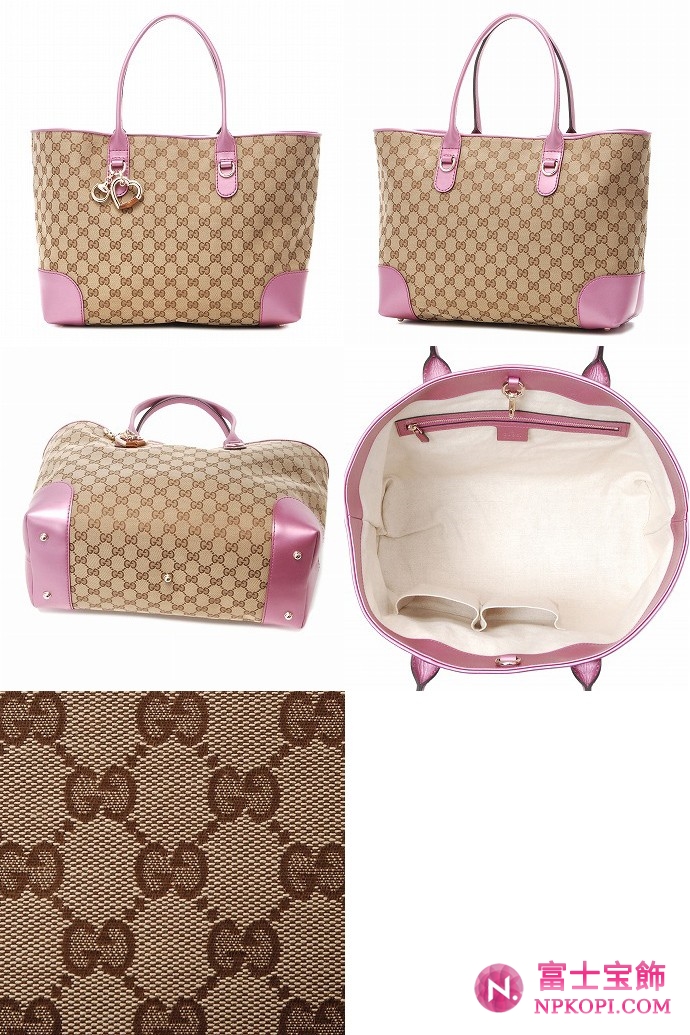 GUCCI/グッチ 2012年春夏新作HEART BITキャンバスGG柄ハートシェープチャーム付きミディアムトートバッグ 269956 F4C2G 9799 